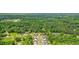 Aerial view of a neighborhood surrounded by lush green forest, showcasing the peaceful and scenic location at 107 Owens Mill Place, Canton, GA 30115
