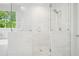 Modern glass shower with tiled walls and dual shower heads at 107 Owens Mill Place, Canton, GA 30115