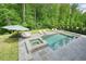 Enjoy a refreshing swim in this backyard pool with a lush green backdrop at 107 Owens Mill Place, Canton, GA 30115