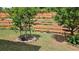 Landscaped backyard features lush green grass, tiered landscaping, and a wooden fence at 965 Mulberry Bay Dr, Dacula, GA 30019