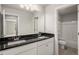Bathroom with double sink vanity and shower with built in shelves at 101 Ruby Lane, Mcdonough, GA 30252