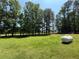 Large backyard showcasing a grassy area with trees and a propane tank at 7260 Cox Rd, Cumming, GA 30028