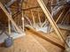 Unfinished attic space featuring exposed rafters and insulation at 1874 Mcgarity Rd, Mcdonough, GA 30252