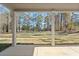 Back porch with a view of a lush, wooded backyard at 1874 Mcgarity Rd, Mcdonough, GA 30252
