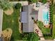 Aerial view of backyard featuring a pool, spa, and patio seating area at 3967 Manson Se Ave, Smyrna, GA 30082