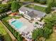 Aerial view showcases a backyard with pool, spa, and patio sitting area at 3967 Manson Se Ave, Smyrna, GA 30082