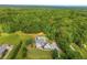 Aerial view showing acreage, pool and home with traditional design and color scheme at 300 Massengale Rd, Brooks, GA 30205