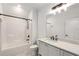 Bathroom with tub and shower combo, tile floor and vanity at 300 Massengale Rd, Brooks, GA 30205