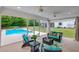 Cozy outdoor screened patio with a view of the pool and backyard at 300 Massengale Rd, Brooks, GA 30205
