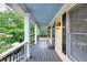 Inviting porch with a blue ceiling, classic columns, and a charming outdoor space for relaxation at 2726 Riderwood Ne Ln, Marietta, GA 30062