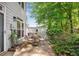 Cozy patio surrounded by lush greenery, perfect for outdoor relaxation at 404 Carryback Dr, Marietta, GA 30068