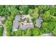Aerial view of townhomes surrounded by lush greenery and trees, showcasing a community pool at 11 Ardmore Nw Sq, Atlanta, GA 30309