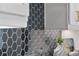 Hexagon tile backsplash in a kitchen at 4667 Larkfield Way, Powder Springs, GA 30127