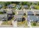 Aerial view of a residential neighborhood showcasing well-maintained homes and green spaces at 55 Sudderth St, Buford, GA 30518