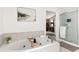 Beautiful bathroom with a soaking tub and a doorless glass shower at 10090 Feather Sound Ct, Alpharetta, GA 30022