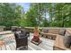 Cozy outdoor deck area with comfortable seating, wooden benches, a colorful rug, and string lights for ambience at 10090 Feather Sound Ct, Alpharetta, GA 30022