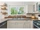 Bright kitchen with stainless steel appliances, granite counters, and a large window at 10090 Feather Sound Ct, Alpharetta, GA 30022