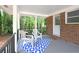 Inviting back porch with seating and blue rug at 1140 Starline Se Dr, Smyrna, GA 30080