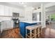Modern kitchen with a white island, stainless steel appliances, ample cabinet space, and hardwood floors at 1560 Avalon Creek Rd, Sugar Hill, GA 30518