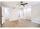 Bright bedroom with ceiling fan and multiple closets at 1225 Church St # A, Decatur, GA 30030