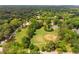 Aerial view of a baseball field with lush trees surrounding the real estate for privacy at 1585 San Gabriel Ave, Decatur, GA 30032