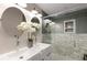 Elegant bathroom featuring double sinks, modern fixtures, and a walk-in shower at 1585 San Gabriel Ave, Decatur, GA 30032