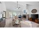 Bright living room with high ceilings, a stone fireplace, and comfortable seating at 5042 Southland Dr, Woodstock, GA 30188
