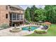 Beautiful backyard with pool, spa, patio, and lush landscaping, perfect for entertaining at 5475 Copper Creek Pass, Cumming, GA 30040