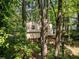 View of the back exterior surrounded by trees at 203 Concorde Sw Way, Lilburn, GA 30047