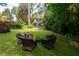 Inviting backyard features an outdoor lounge space with comfortable seating around a fire pit for cozy gatherings at 3115 Peachtree Ne Dr, Atlanta, GA 30305