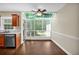 Eat-in kitchen with stainless-steel appliances and a window view to the backyard at 84 Mount Vernon Cir, Atlanta, GA 30338