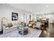 Open-concept living area with comfortable seating, hardwood floors, and seamless integration with the modern kitchen at 214 Vickery Falls Dr, Roswell, GA 30075