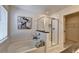Modern bathroom with soaking tub, glass enclosed shower, and art at 1569 Aiden Way # 35, Conyers, GA 30013