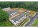 Aerial view of a new townhome community surrounded by lush greenery shows prime location at 1975 Flying Scotsman Dr # 18, Kennesaw, GA 30144