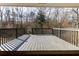 Large back deck with wooded views provides ideal outdoor living space for entertaining at 3844 Davis St, Suwanee, GA 30024
