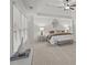 Neutral primary bedroom with ceiling fan, tray ceiling, large windows and accent lamps at 1345 Hilltop Overlook Dr, Marietta, GA 30062