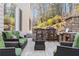 Inviting outdoor patio with comfortable seating, a built-in bar, and stone fireplace, perfect for outdoor entertaining at 1345 Hilltop Overlook Dr, Marietta, GA 30062