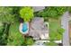 Aerial view of a home featuring a pool and a lush green yard at 1740 Doncaster Ne Dr, Atlanta, GA 30309