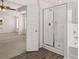 Primary bathroom showcasing a glass shower, neutral colors, and modern fixtures at 553 Princeton Elm Place Way, Lawrenceville, GA 30045