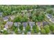 Aerial view of a residential neighborhood with tree-lined streets and well-maintained homes at 7979 Larksview Dr, Fairburn, GA 30213
