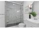 A modern shower and sink area with black hardware at 228 Mount Vernon Dr, Decatur, GA 30030