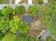 An aerial view shows the house nestled among mature trees and a spacious backyard at 4103 Brenda Dr, Decatur, GA 30035