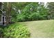 Lush backyard with green grass, mature trees, and manicured landscaping at 4314 Woodhaven Se Way, Smyrna, GA 30082