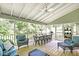 Comfortable screened porch with vaulted ceiling, outdoor seating and views of the surrounding greenery at 4314 Woodhaven Se Way, Smyrna, GA 30082