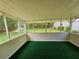 Cozy screened-in porch features views of the backyard and green carpet at 417 Ohern Ct, Stone Mountain, GA 30088
