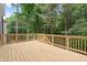 Large wood deck overlooking a wooded backyard offers a peaceful outdoor space at 4294 Silver Peak Pkwy, Suwanee, GA 30024