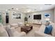 Bright, staged living room with light wood floors, neutral walls and modern furniture at 8227 Englewood Trl, Riverdale, GA 30274