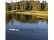 Scenic lake view featuring a lone kayaker peacefully paddling amidst lush greenery and calm waters at 129 Silvercrest Dr, Acworth, GA 30101