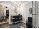 Modern bathroom featuring a stylish vanity, unique decor, and sleek black fixtures at 507 Southshore Ln, Dallas, GA 30157