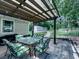 Cozy patio area with stylish outdoor seating under a pergola with string lights at 2660 Birch Se St, Smyrna, GA 30080